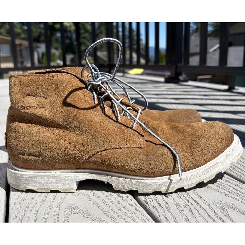 Sorel NM2560-224 Tobacco Brown Suede Leather Chukka Ankle Boots Mens Size 10